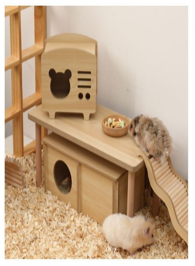 DEFKIYT Hamster Play Wooden Platform, Gerbil Cage Waterproof Wood Stand with Pillars Standing Surface Play Decor Cage Accessories for Syrian Squirrel Chinchilla and Other Small Pets - Image 5